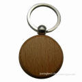 Round wood coin keychain with key ring, easy to carry